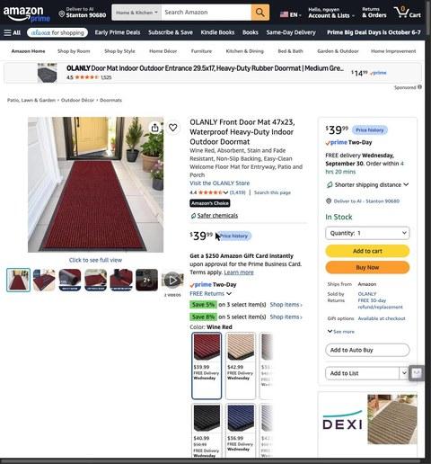 OLANLY Front Door Mat 47x23, Waterproof Heavy-Duty Indoor Outdoor Doormat