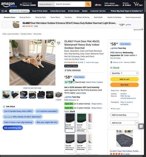 OLANLY Front Door Mat 40x32, Waterproof Heavy-Duty Indoor Outdoor Doormat