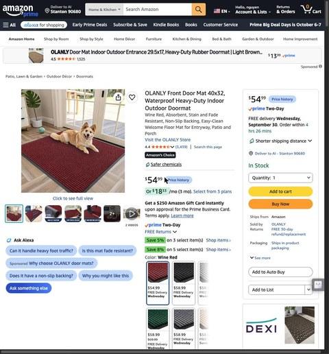 OLANLY Front Door Mat 40x32, Waterproof Heavy-Duty Indoor Outdoor Doormat