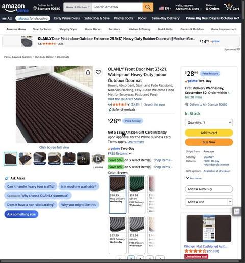 OLANLY Front Door Mat 33x21, Waterproof Heavy-Duty Indoor Outdoor Doormat