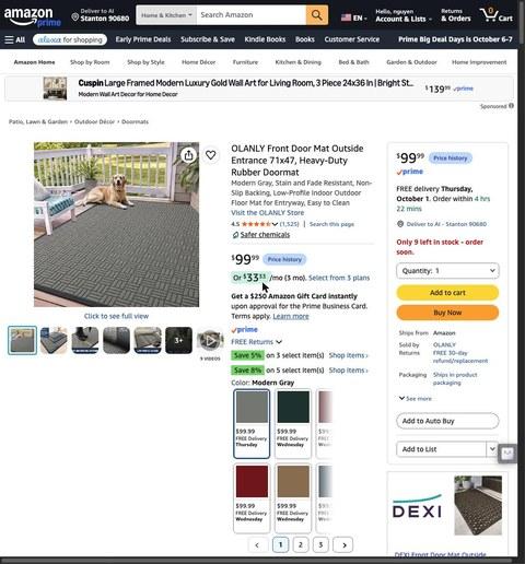 OLANLY Front Door Mat Outside Entrance 71x47, Heavy-Duty Rubber Doormat